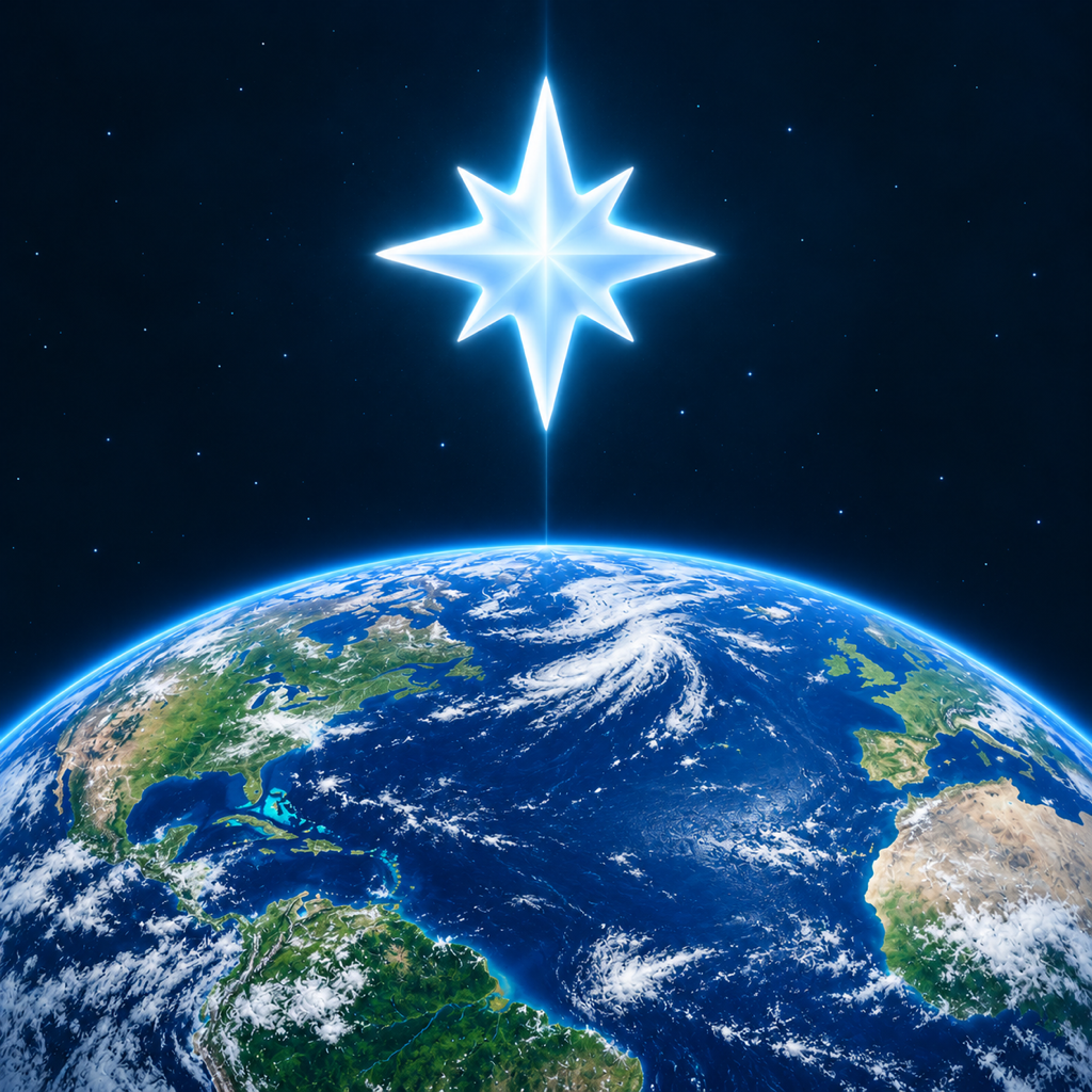 Schumann Pulse icon: a luminous eight-point star above a realistic blue and green Earth.